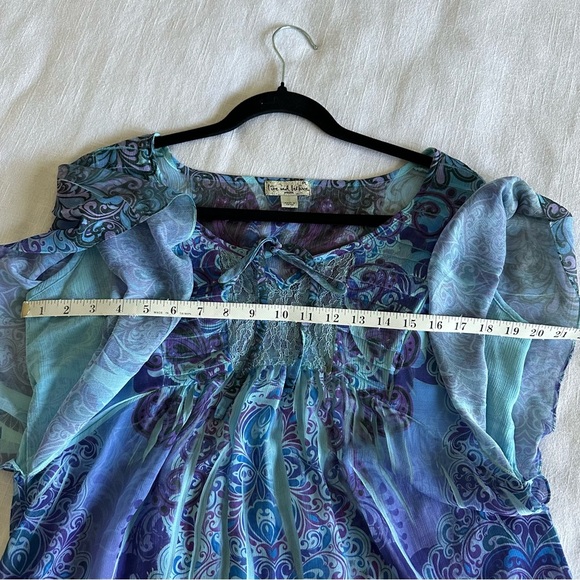 Live and Let Live Womens Blue Lace Top Sz PL Boho Peasant Hippie Festival Artsy - Picture 6 of 9